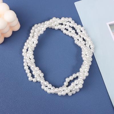 Long Cream Glass Necklace For Women Imitation Pearl Party Jewelry  Accessories Multi-Layer Sweater Beads Chain