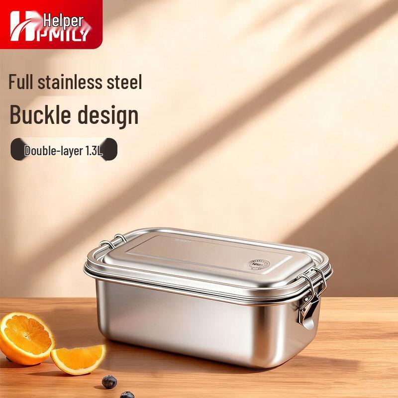 ZhuJiaLe 304 Stainless Steel Double-Layer Divided Lunch Box