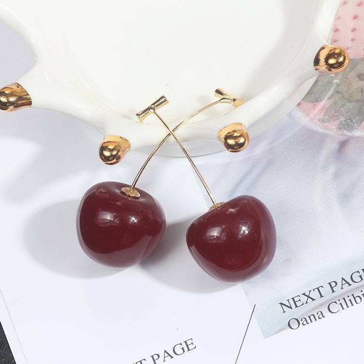 Japanese Korean Cute Cherry Fruit Earrings Studs & Dangles
