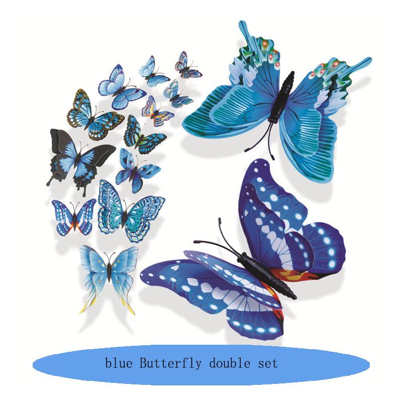 3D Double Layer Butterfly Wall Stickers For Wedding Decor Butterflies Fridge Magnet Decals Home Room Decoration Gift