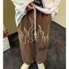 Men's Wide Leg Straight Leg Loose Printed Letter Drawstring Pants Fashionable Casual Pants