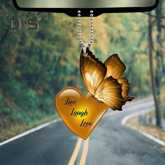 Golden Butterfly Acrylic Car Hanging Ornament Perfect for Parties Birthdays Christmas Home Car Decorations