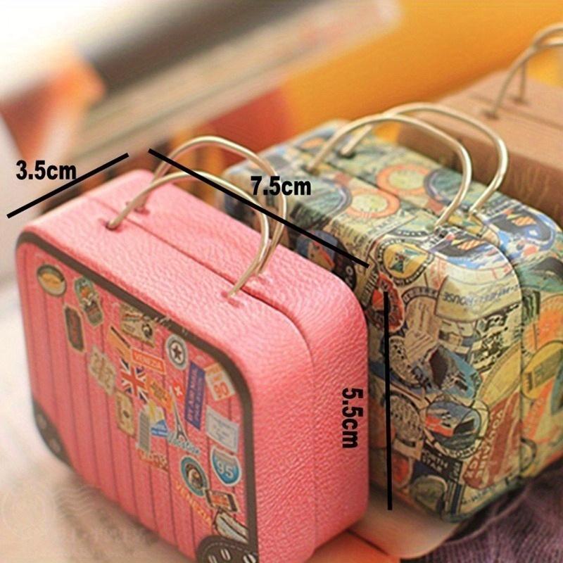 New European Vintage Suitcase Shape Candy Storage Box Wedding Favor Tin Box Cable Organizer Container Random