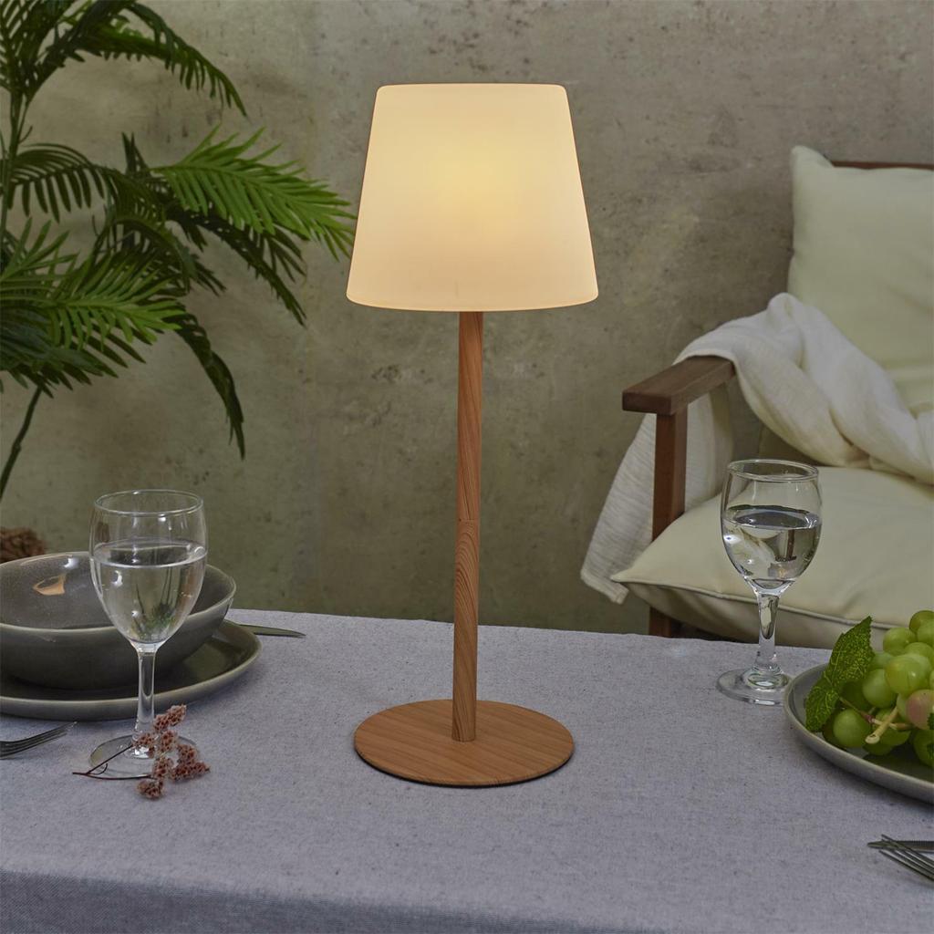 Wirelessly Rechargeable Wood Effect Led Table Lamp