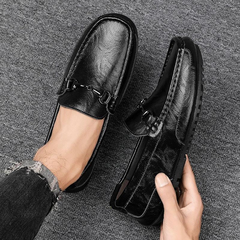 Frühling Sommer Herren Loafer Lässig Leder Herrenschuhe Einfach Mocasins Slip-On Fahrerschuhe Outdoor Bootsschuhe Handgemacht Faul Flach