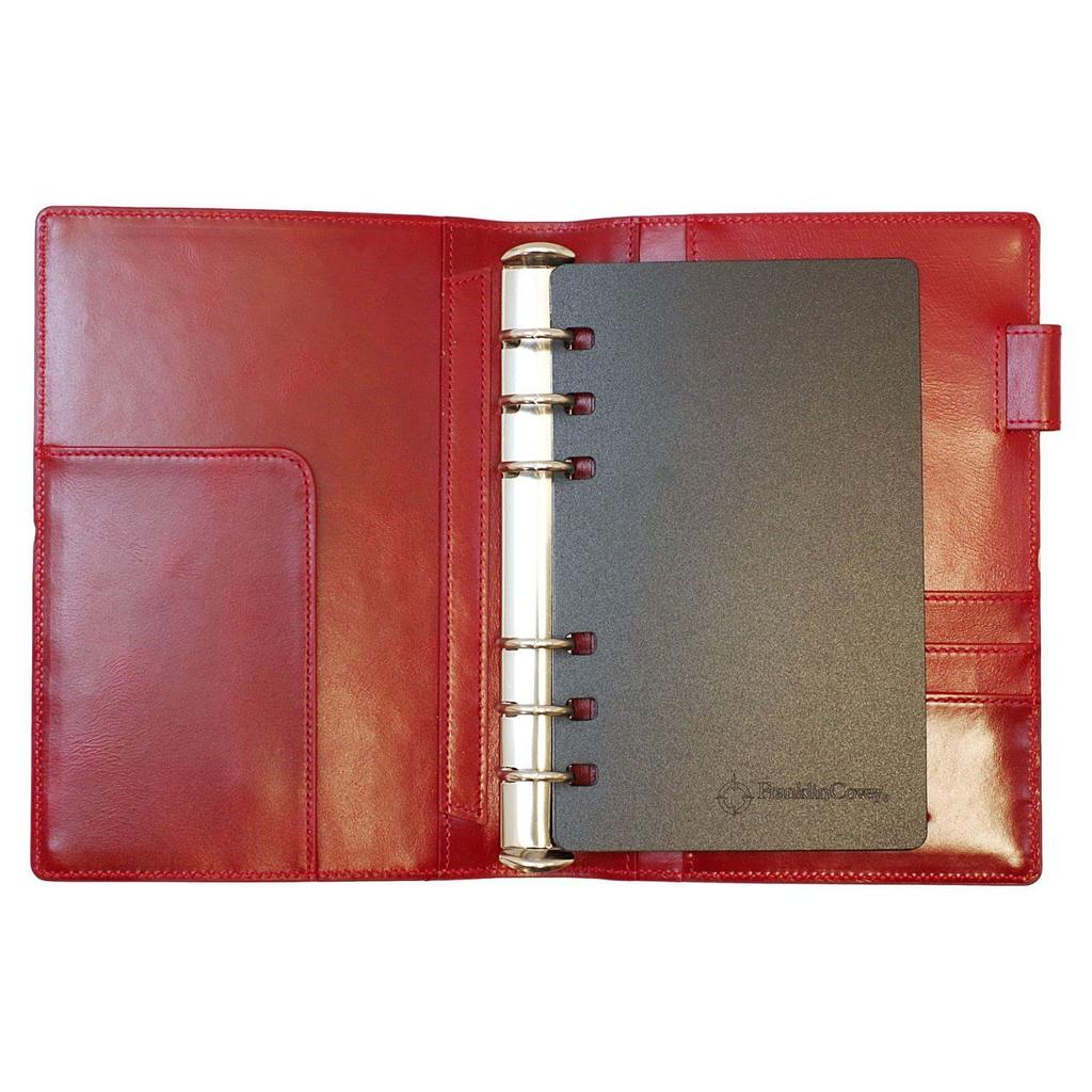 Franklin Planner Ordner aus glänzendem Leder, Kompaktformat, 20 mm, Rot, 64821