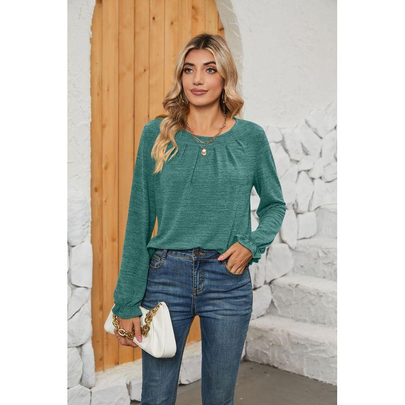 Versatile, Form-Fitting round-Neck T-shirt Long Sleeve Loose Round Neck Top Women