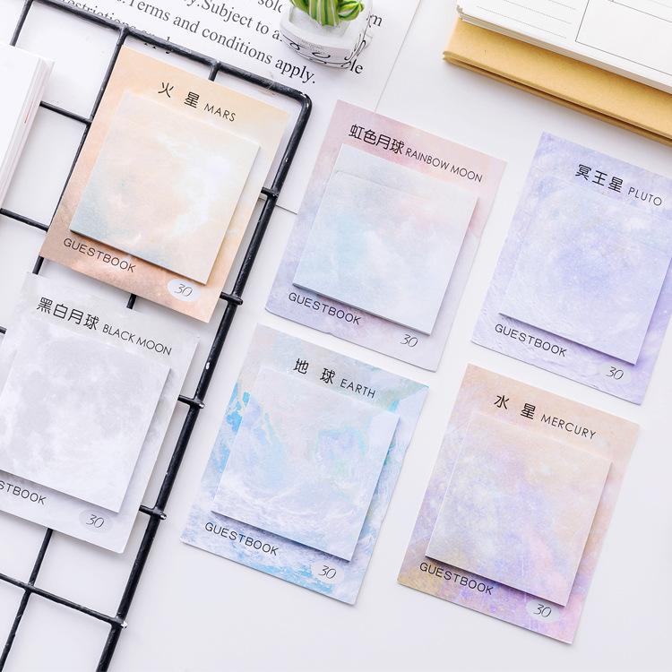 Square Aesthetic Planet Sticker Notes Tearable and Sticky Oil Paintings Note Pads, Notes and Messages Stickers Sticky Tabs
