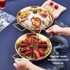 Stainless Steel Cooking Pot Frying Pan thickening with Double Handle Snack Plate Food Storage Tray Kitchen Tools