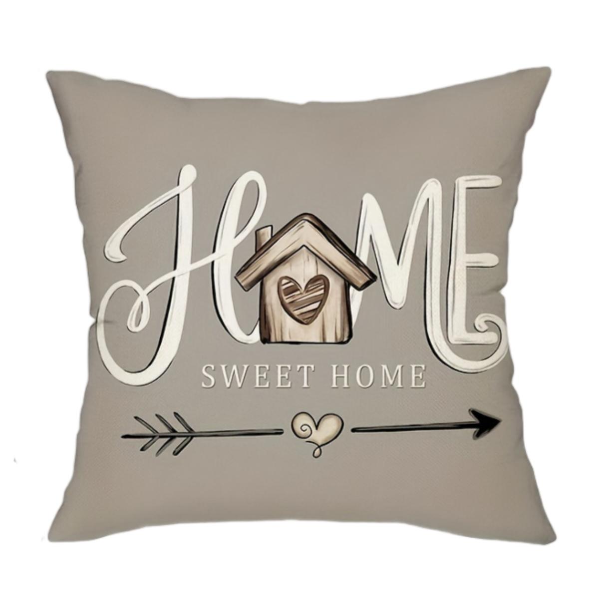 VIKAMA Warm Home Blessing Pillow Cover, Bless Our Home/Home Sweet Home Farmhouse, Rural Style Pillowcase Home Decoration 30x30cm