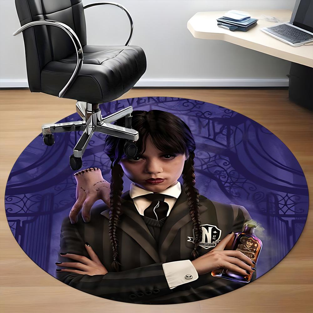 1PC Wednesday Addams Office Round Rug, Non-slip, Soft and Durable Office Rug for Interior Decoration, Perfect for Office, Beautiful Decoration