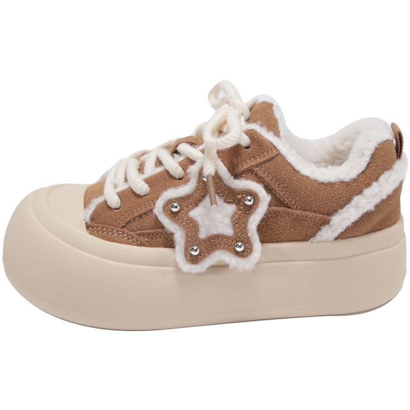 Maillard ugly cute big head shoes new 2025 popular women's winter cute bread shoes niche retro versatile board shoes