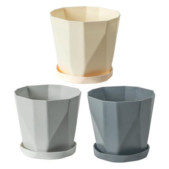 Plant Pot with Drainage Holes Decorative Planter with Matching Saucer Modern Flower Pot for Indoor Outdoor Use Pothos Aloe