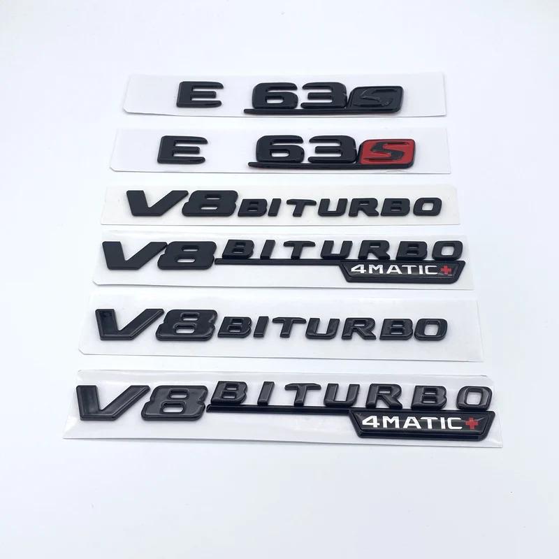 Glossy Black Letters ABS Emblem for Mercedes Benz E Series E43 E53 E63 E63S V8 Biturbo 4matic Car Fender Trunk W212 W213 Sticker LQ2
