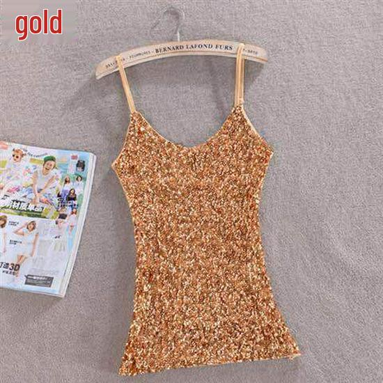 New Slimming Sequin Tank Top Camisole - Women's Versatile Base Layer Vest
