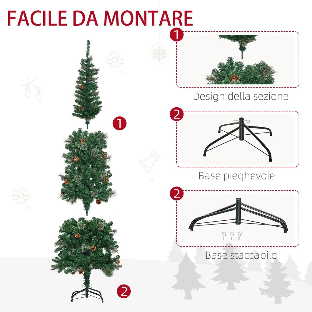 195cm Tall Realistic Christmas Tree with Decorative Pine Cones and 556 Branches, Green