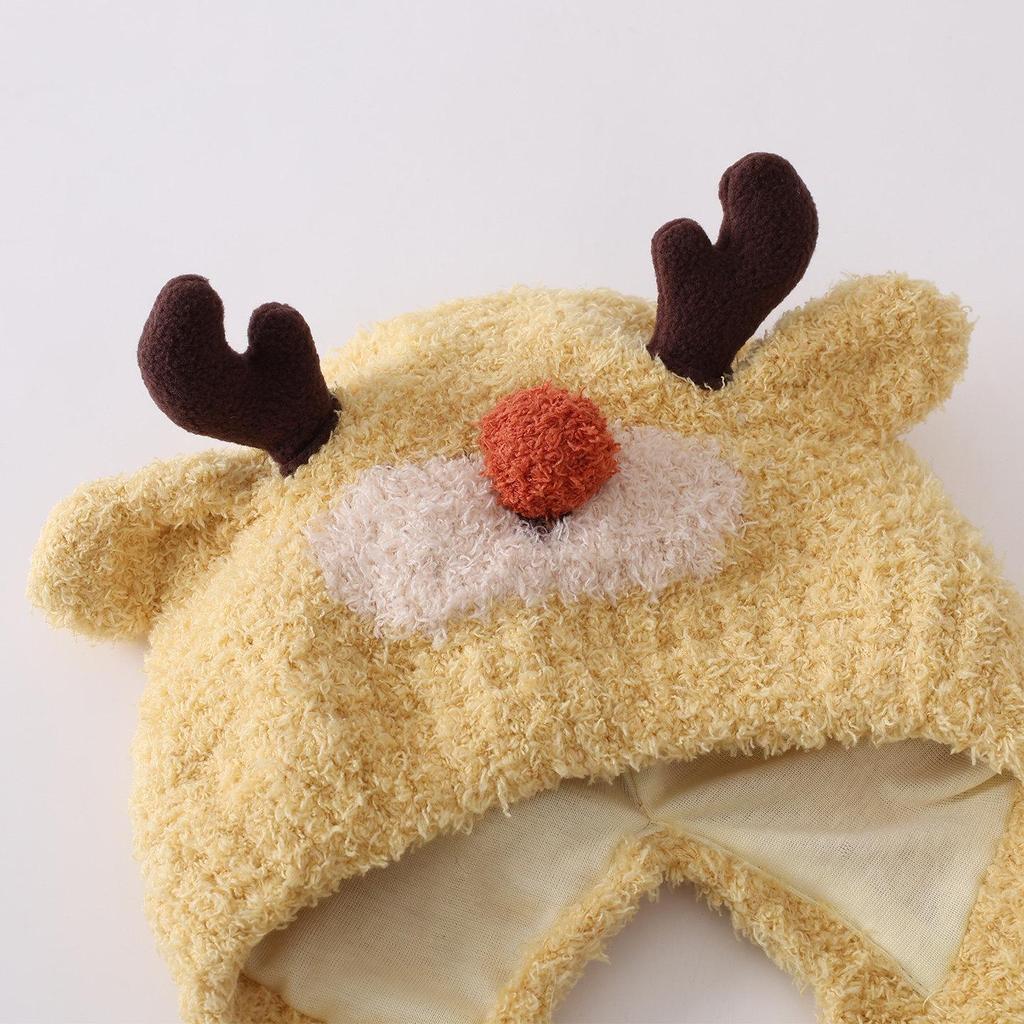 Zimowa pluszowa czapka dla niemowląt i małych dzieci - Urocza, Pogrubiona, Ciepła, Dzianinowa z Ochroną Uszu