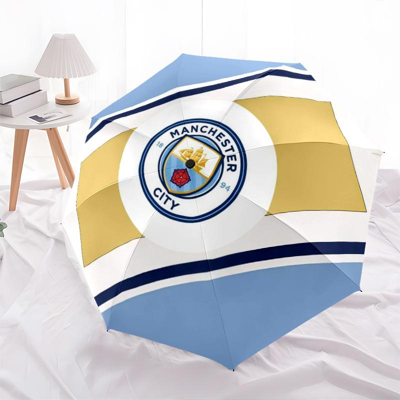 Manchester City Football Club3pattern, Automatic Folding Umbrella, Portable and Foldable Design, 8 Ribs, a Christmas or Birthday Gift.