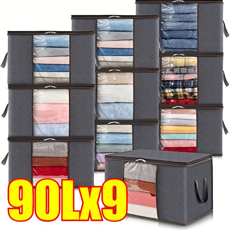 30/60/90L Large Capacity Clothes Storage Bag Organizer with Reinforced Handle for Blanket Comforters Bed Sheets Pillows Toy