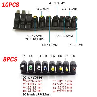 8/10pcs DC Power Converter Plug Female Connector 5.5MM*2.1MM Elbow Plug Converter 5.5MM*1.7MM Micro USB Socket Adapter