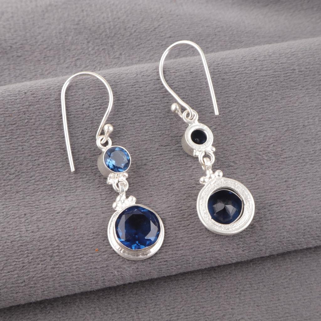 London Blue Topaz Gemstone 925 Solid Silver Handmade Jewelry Engagement Earrings EE-160-5