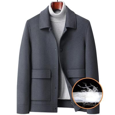 Mantel aus 100 % Wolle für Herrenbekleidung Kurze doppelseitige Wolljacken Herbst Winter Warm Abnehmbares Daunenfutter Oberbekleidung Abrigos Hombre