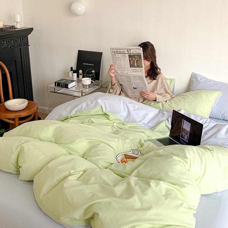 3pcs Skin Friendly 100% Cotton Duvet Cover Set Soft Comfortable Bed Sets Customizable Sizes Solid Color Comforter Cover No Sheet