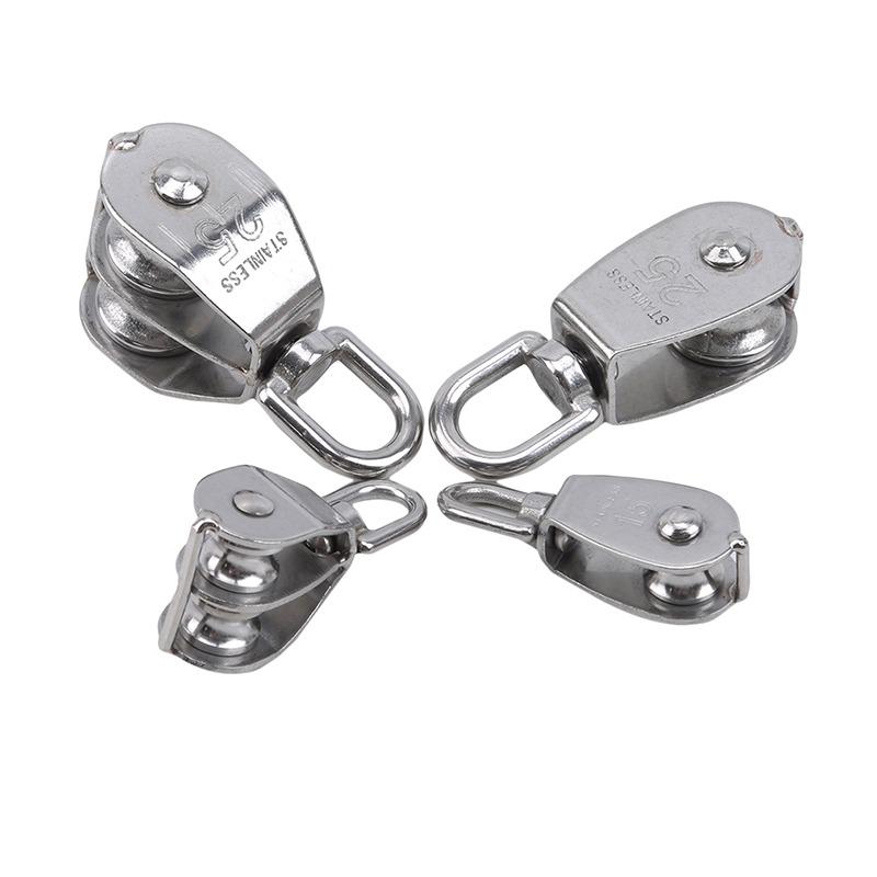 

M15/M25 Stainless Steel Pulley Single/Double Wheel Swivel Lifting Rope Pulley Set Lifting Wheel Tools Wire Rope Crane Pulley M15-Single Wheel