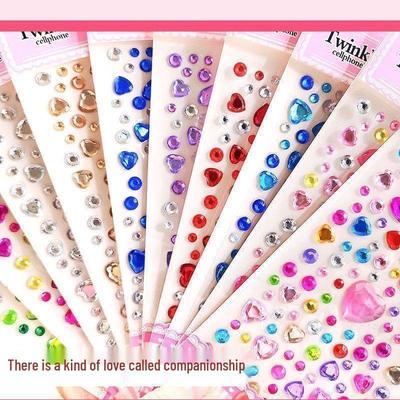 Kinder Edelstein Sticker: DIY Glitzernde Diamanten & Cartoon Prinzessin Kristallherzen