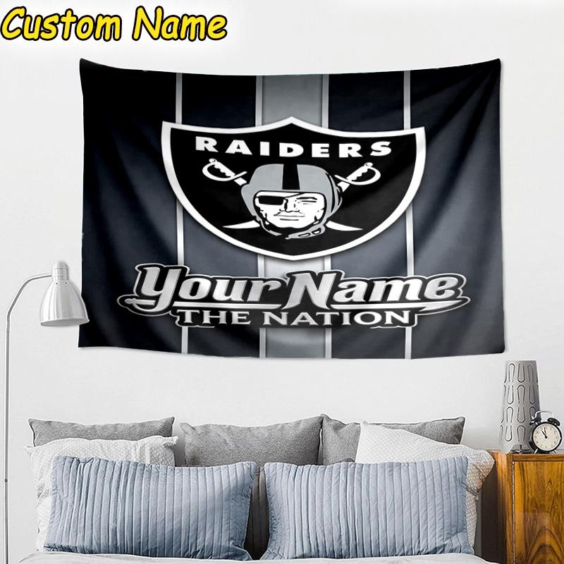 Custom Name Las Vegas Raiders Design Tapestry Room Decoration Wall Hanging for Living Room Bedroom, dormitory, Birthday and Christmas gifts