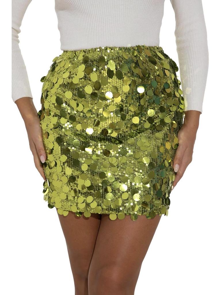 European & American Sexy High-Waist Sequin Mini Skirt – A-line, Ultra-Short, Hip-Hugging Women's Wear