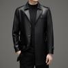 Spring and Autumn Genuine Leather Jacket Men's Medium-Length Coat Thin First-layer Cowhide Suit Leather Windbreaker Plus Velvet Thickening