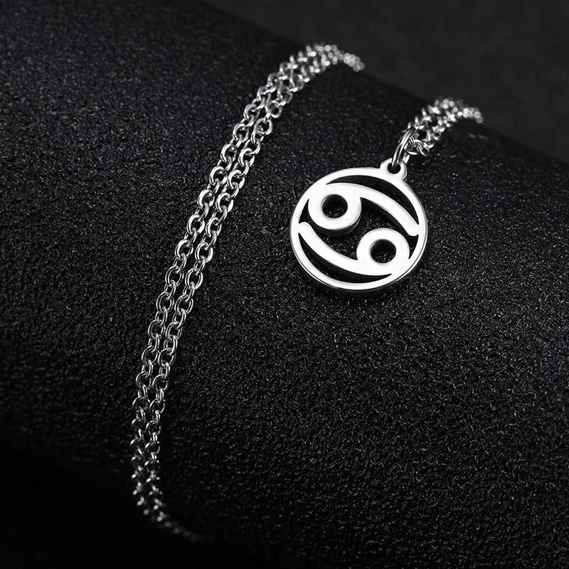 Teamer 12 Zodiac Stainless Steel Necklace Women Men Gemini Aries Libra Taurus Twelve Constellation Birthday Gifts Wholesale