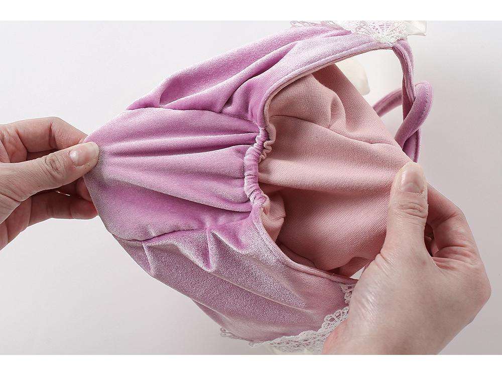 Elegant Purple Velvet Hat with Lace for Baby Girls - Autumn/Winter Infant Lolita Court Style