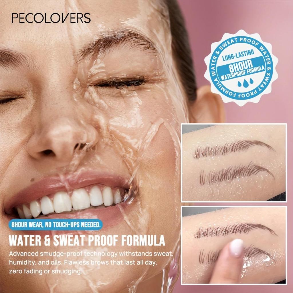 Dual-Tip Waterproof Eyebrow Pencil with Multi-Bristle Brush for Defined, Natural Brows