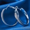 1 Pair of 925 Sterling Silver 37mm Large Round Frosted Hoop Earrings for Women Gift Fashion Jewelry Accessories Party