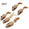 Aggressive Chewing Toys for Cats Colorful Mouse Cat Toys, Jute Rope Chew Feather Mice Realistic Tail Toy Kitten Teeth Cleaning Indoor Exercise