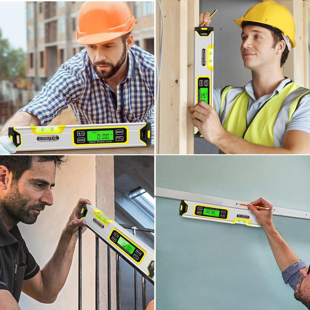 12-Inch Digital Torpedo Level and Protractor Aluminum Inclinometer Angle Finder with Backlight LED Display & V-Groove Magnetic Base, IP54 Dust/Water