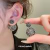 Hollow Round Front and Rear Two Earrings French Versatile Stud Earrings Metal Ethnic Style Earrings