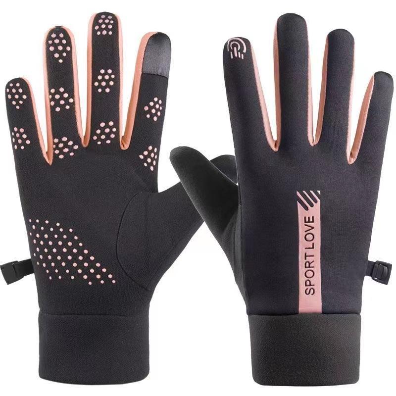 Autumn and Winter Men and Women's Winter Gloves Plus Velvet Warm  Waterproof Cold  Proof Riding Anti Slip  Touch Screen Riding Gloves