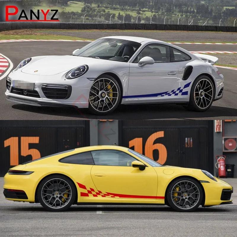 Car Door Side Stripes For-Porsche 911 997 Exterior Accessories Racing Flag Graphics Sticker Auto Body Decor Vinyl Decals