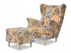 ARI PRINT Wing Chair with Footrest Scandinavian Mustard