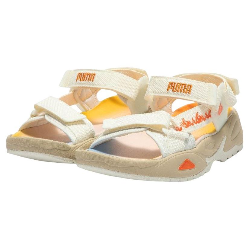 Puma Traek Lite Gradient Flames Fabric Non-Slip Wear-Resistant Sports Sandals Unisex Sandals White Orange 394974-01