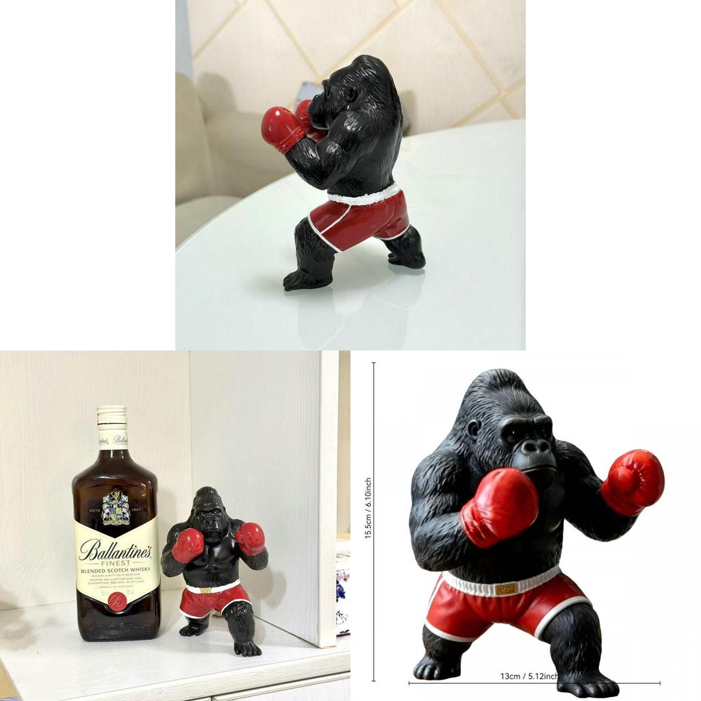 Resin Gorilla Boxing Figurine With Animal Design For Home Decor And Collectors