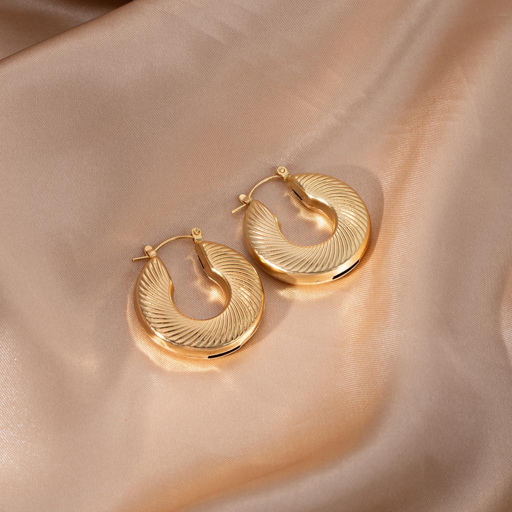 Metal Wind Geometric Hollow C-Shaped Stud Earrings Retro High-End Stainless Steel Earrings Personalized Atmosphere Earrings