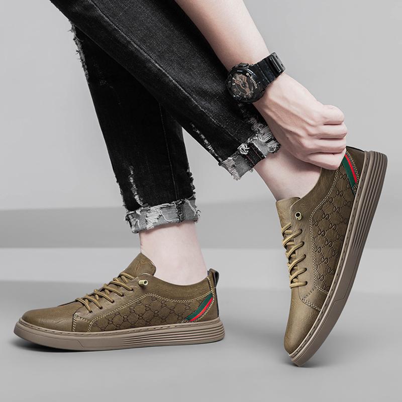 Fashion Trends Leather Men's Oxford Shoes Brogue British Casual Flats Sneakers Wearable Trainers Round Toe Formal Business Shoes