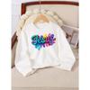 Vibrant -Themed Artwork on A Girls' Crew Neck Sweatshirt, Perfect for Autumn and Winter in A Western Style,