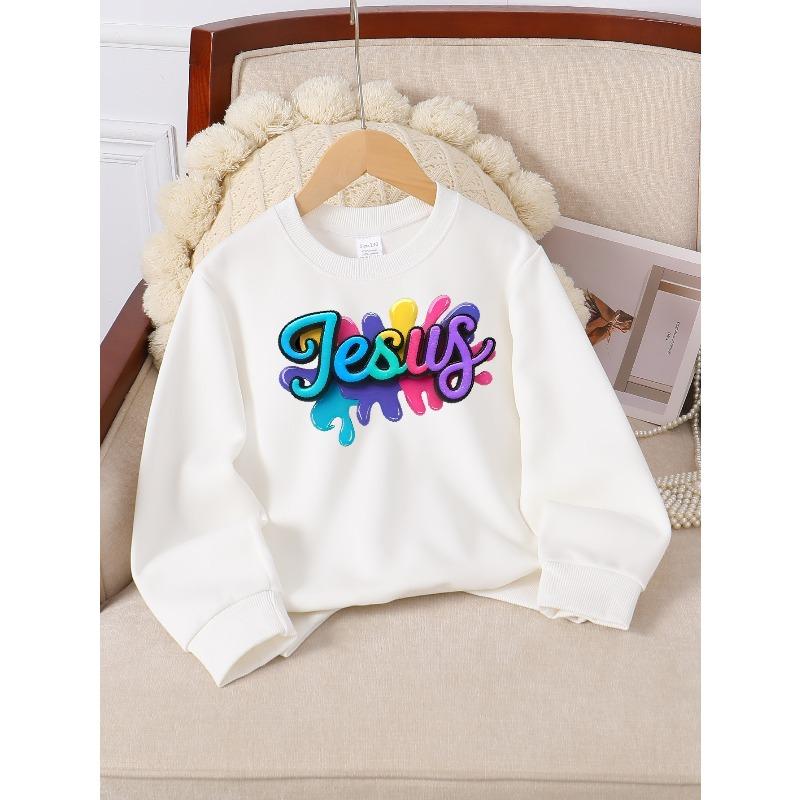 Vibrant -Themed Artwork on A Girls' Crew Neck Sweatshirt, Perfect for Autumn and Winter in A Western Style,