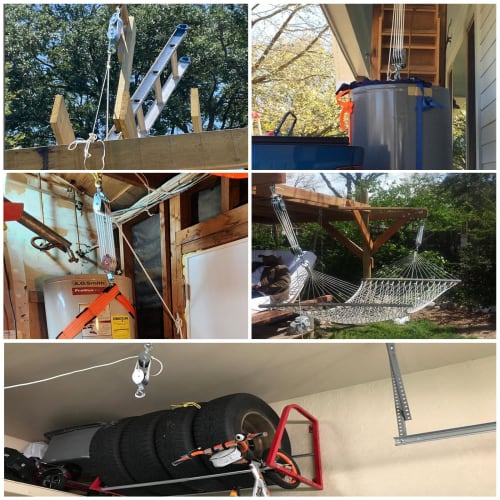 aleawol Rope Hoist, Lifting, Pulley, Rope, Working Load Block, 500kg Capacity, 8:1 Lifting Force Ratio, 2.5m Lifting Height, 2t Breaking Strength, 20m