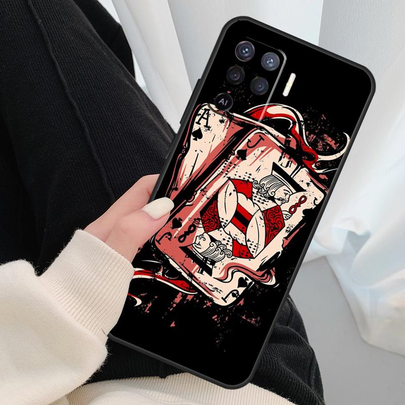 Ace of Spades Poker Case For Oppo A40 A60 A80 A5 Pro A15 A16 A17 A57 A77 A94 A74 A54 A76 A96 A18 A38 A58 A78 A98